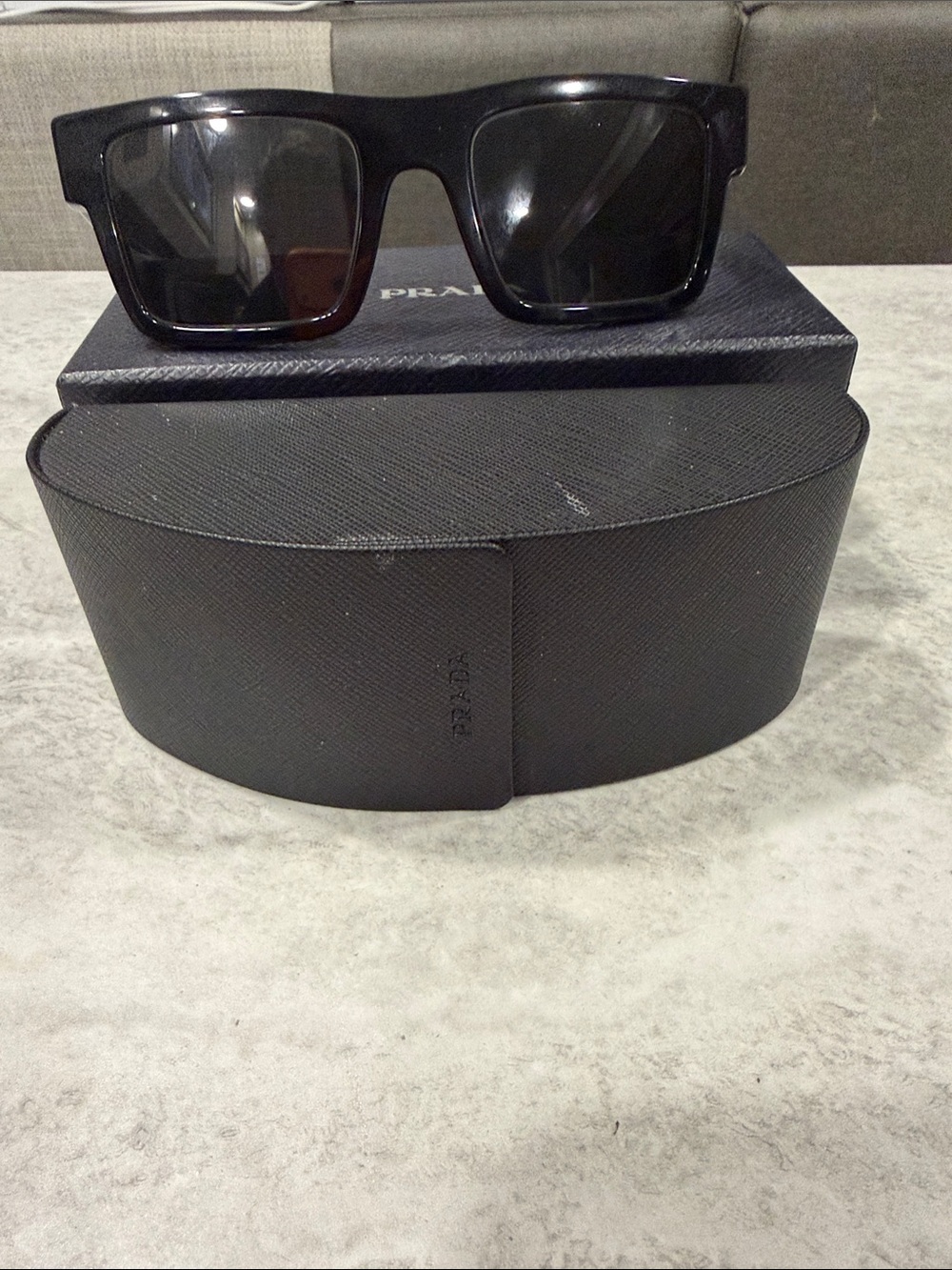 Prada Black Rectangular Men’s Sunglasses